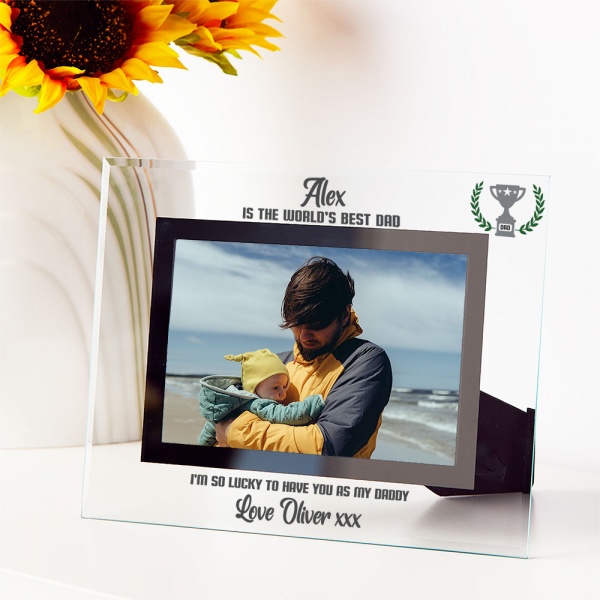 Dad Photo Frame Gift Personalise with Any Name Is The World's Best Dad 6x4'' or 7x5''